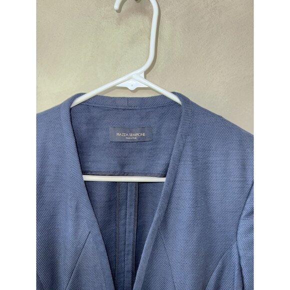 Piazza Sempione Women’s Linen Blend Blazer Size 44 US 8 Dark Blue Light Jacket - Picture 4 of 5